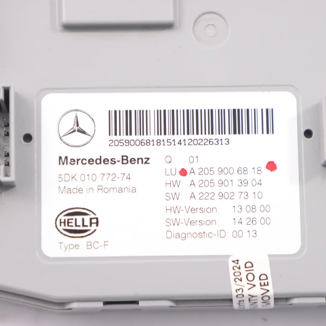 Mercedes W205 SAM Module Front Body Comfort Control Unit ECU - SKU A2059006818 - Part number A2059006818