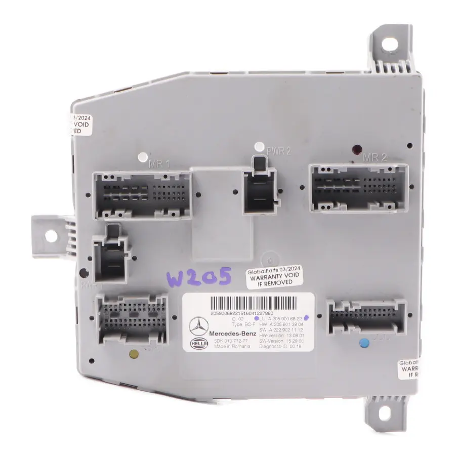  Module Mercedes W205 Relay Body Control Module Unit SAM BCM - SKU A2059006822 - Part number A2059006822