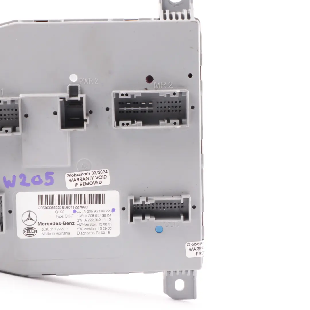  Module Mercedes W205 Relay Body Control Module Unit SAM BCM - SKU A2059006822 - Part number A2059006822