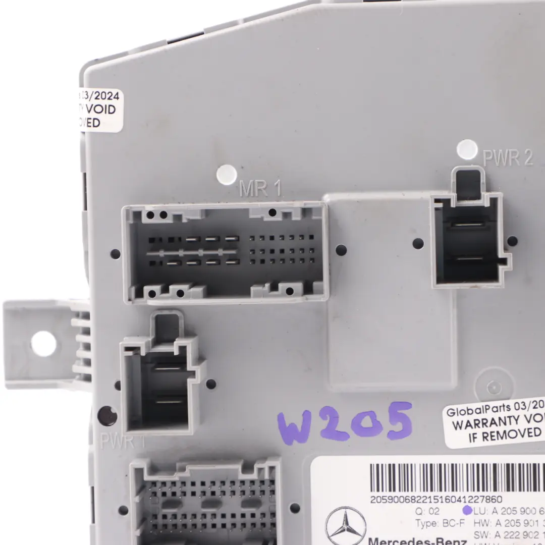  Modulo Mercedes W205 Unità modulo di controllo corpo relè SAM BCM - SKU A2059006822 - Numero di parte A2059006822