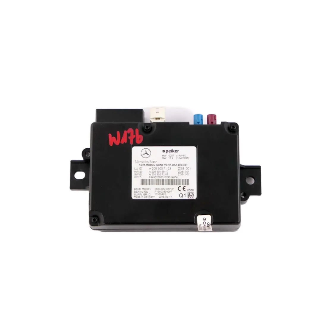 Módulo Unidad Control Comunicación Telemática para Mercedes W176 W212 con número de pieza A2059007123 Mercedes W176 W212 Módulo Unidad Control Comunicación Telemática - SKU A2059007123 - Número de pieza A2059007123