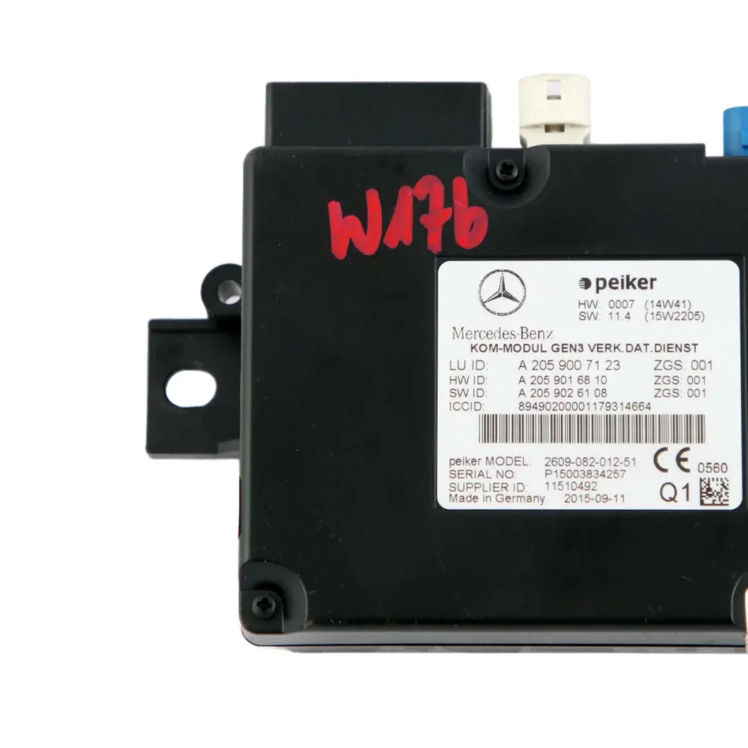 Modulo di controllo comunicazione telematica per Mercedes W176 W212 W246 con numero di parte A2059007123 Mercedes W176 W212 W246 Modulo di controllo comunicazione telematica - SKU A2059007123 - Numero di parte A2059007123