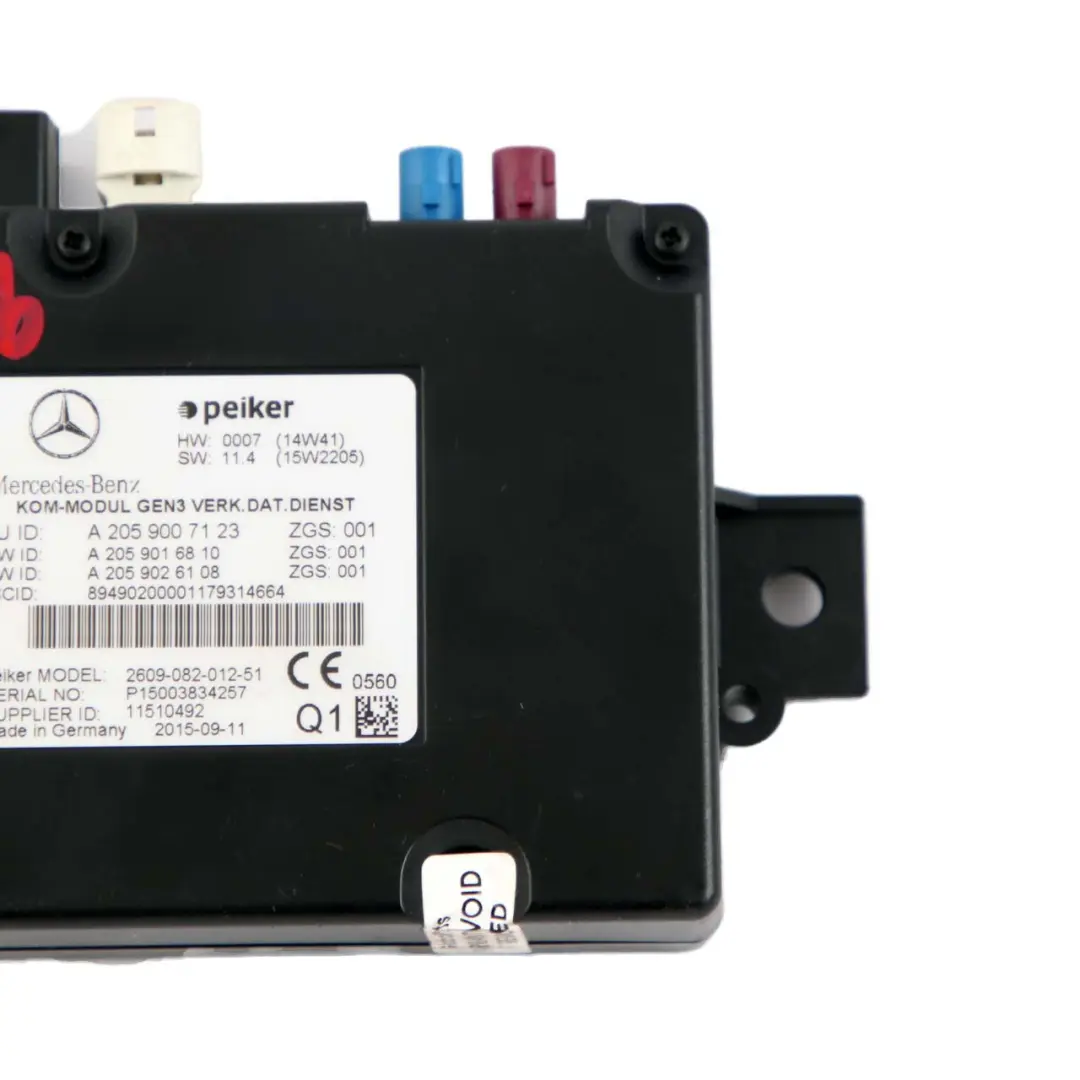 Módulo Unidad Control Comunicación Telemática para Mercedes W176 W212 con número de pieza A2059007123 Mercedes W176 W212 Módulo Unidad Control Comunicación Telemática - SKU A2059007123 - Número de pieza A2059007123