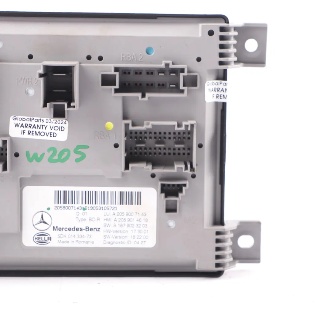  Module SAM Mercedes W205 Module de contrôle SAM arrière du coffre - SKU A2059007143 - Numéro de pièce A2059007143
