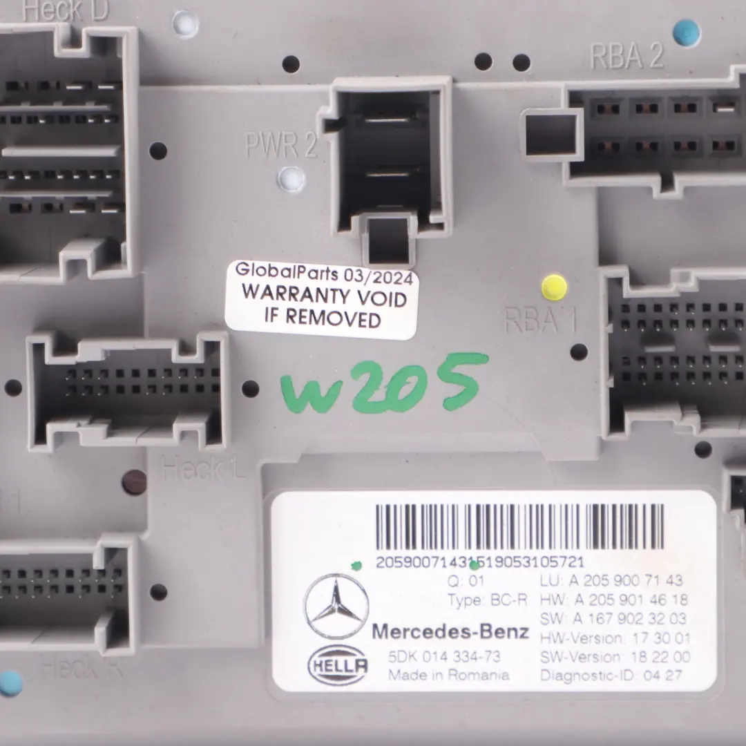  SAM Module Mercedes W205 Trunk Rear SAM Control Module - SKU A2059007143 - Part number A2059007143