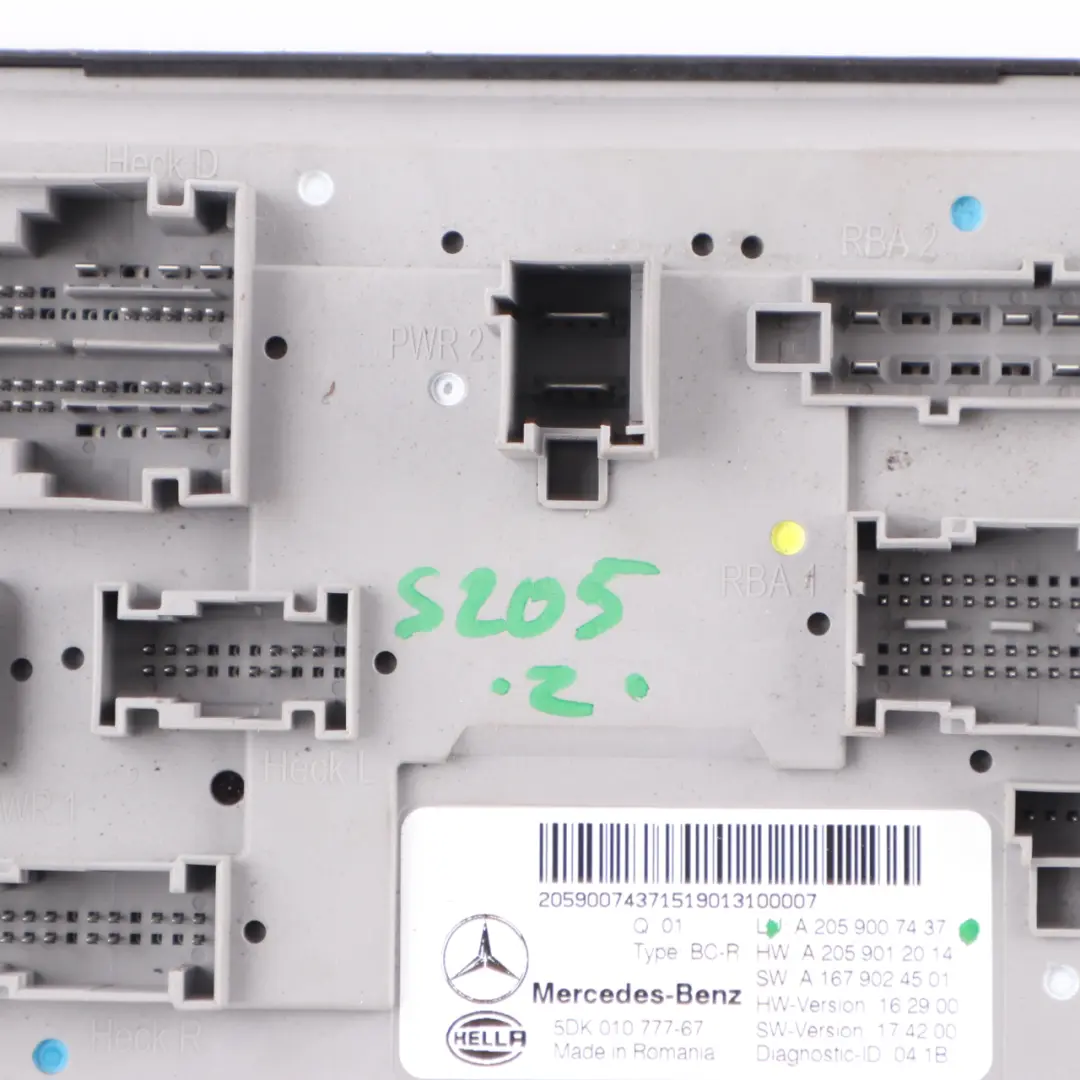  Sam Módulo Mercedes S205 Relé Caja Fusibles Control Trasero Maletero - SKU A2059007437 - Número de pieza A2059007437