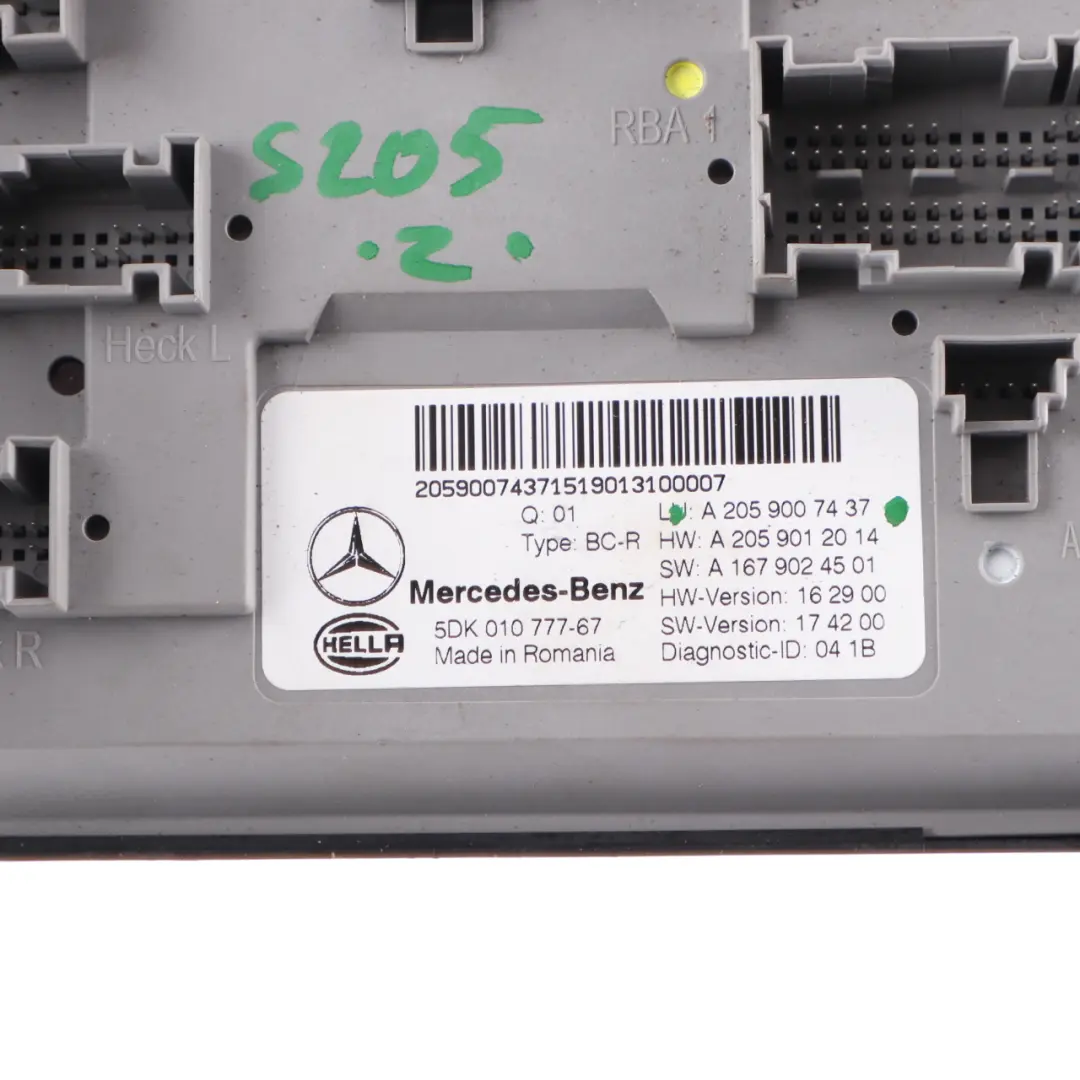  Sam Modul Mercedes S205 Relais Sicherungs Kasten hinten Steuergerät - SKU A2059007437 - Teilenummer A2059007437