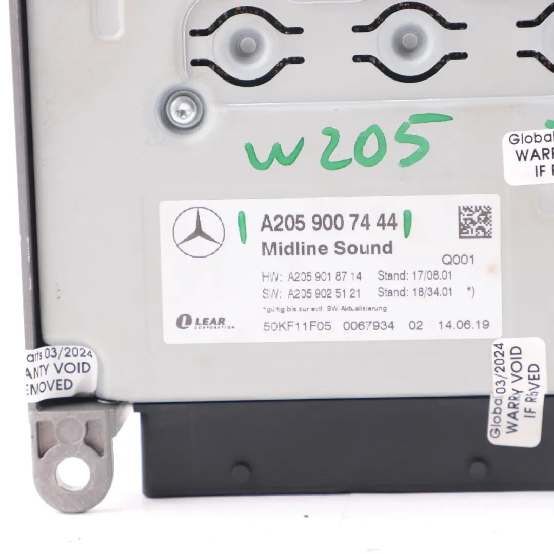 Sound Amplifier Mercedes W205 Midline Sound System Control Module  - SKU A2059007444 - Part number A2059007444