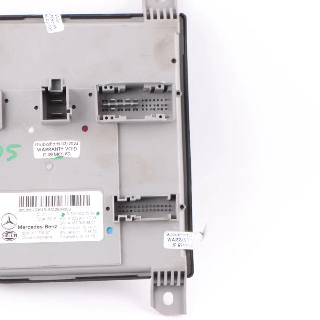  Fuse Box Mercedes S205 Interior Front Relay Fuse Box Sam Module - SKU A2059007539 - Part number A2059007539
