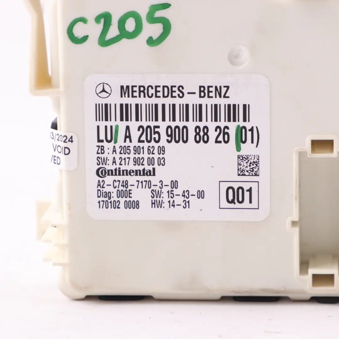 Mercedes C205 SAM Module Rear Comfort Control Unit ECU - SKU A2059008826 - Part number A2059008826