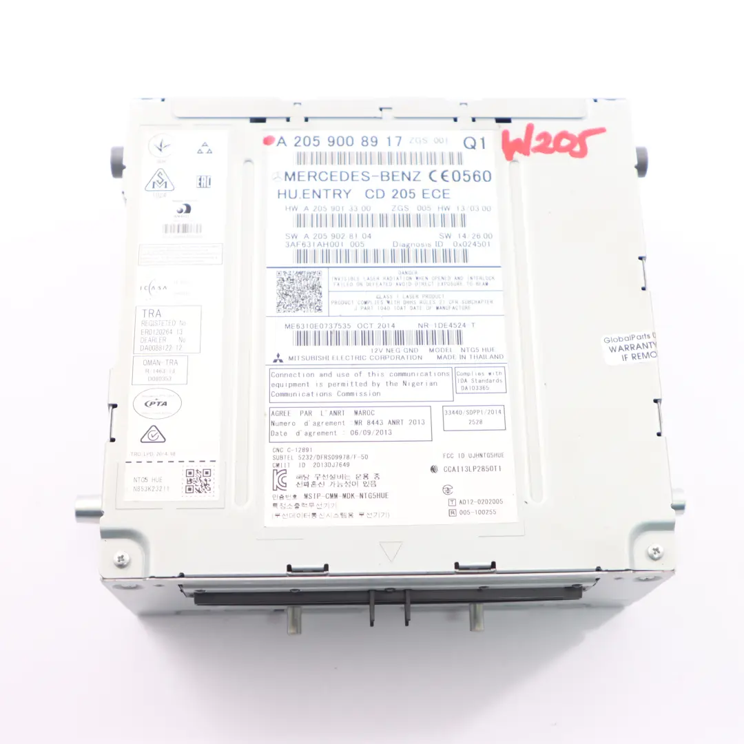Unidad principal Radio CD Reproductor Audio Sat Nav para Mercedes W205 con número de pieza A2059008917 Mercedes W205 Unidad principal Radio CD Reproductor Audio Sat Nav - SKU A2059008917 - Número de pieza A2059008917