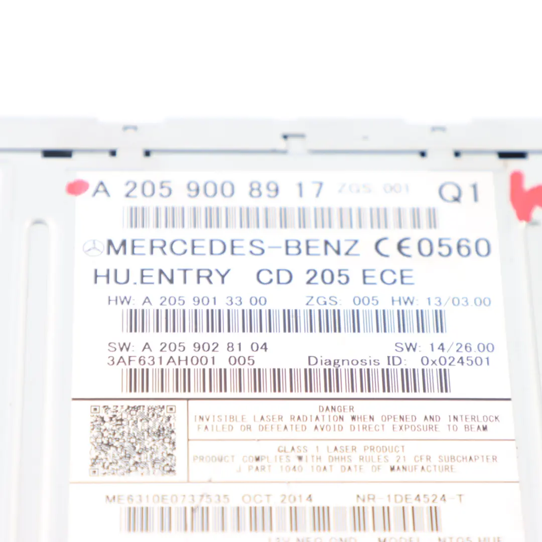 Hauptgerät Radio CD Spieler Audio Sat Nav Steuerung für Mercedes W205 mit Teilenummer A2059008917 Mercedes W205 Hauptgerät Radio CD Spieler Audio Sat Nav Steuerung - SKU A2059008917 - Teilenummer A2059008917