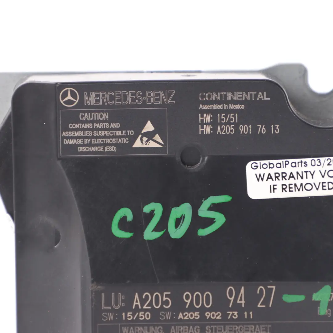  SRC Module Mercedes W205 Front Air Module SRS Control Unit ECU - SKU A2059009427-1 - Part number A2059009427