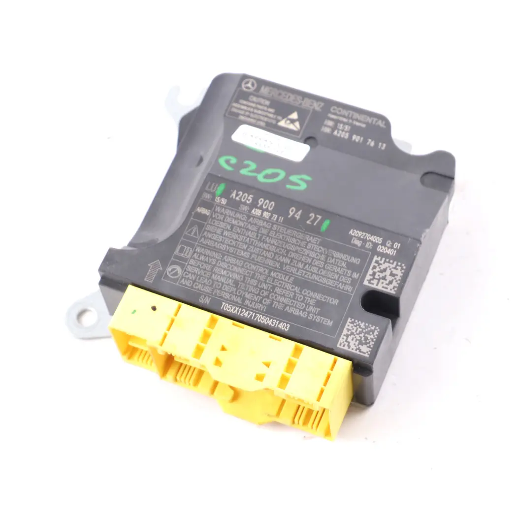 Módulo de Aire Delantero SRS Unidad de Control ECU para Mercedes W205 con número de pieza A2059009427 Mercedes W205 Módulo de Aire Delantero SRS Unidad de Control ECU - SKU A2059009427 - Número de pieza A2059009427