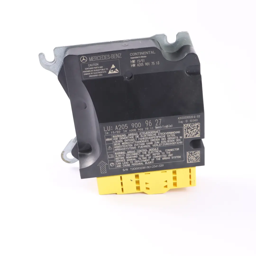 Front Air Module Mercedes W205 X253 SRS Control Unit ECU to with Part number A2059009627 Front Air Module Mercedes W205 X253 SRS Control Unit ECU - SKU A2059009627 - Part number A2059009627