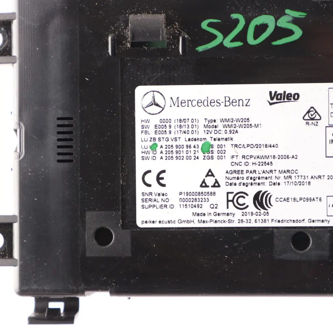 Mercedes W205 Telematics Bluetooth Module Control Unit ECU - SKU A2059009643 - Part number A2059009643