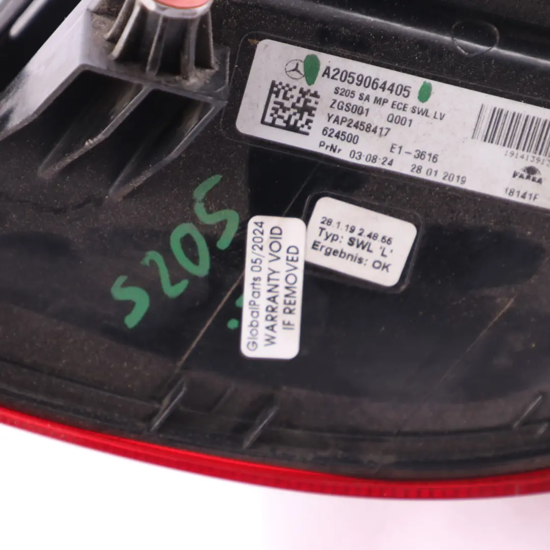 Left N/S LED Lamp Light Side Panel to Mercedes S205 Estate Rear with Part number A2059064405 Mercedes S205 Estate Rear Left N/S LED Lamp Light Side Panel - SKU A2059064405 - Part number A2059064405