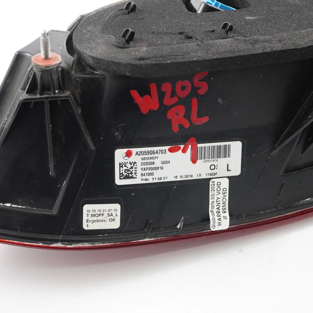 Mercedes W205 Saloon Rear Lamp LED Side Panel Left N/S Tail Light - SKU A2059064703-1 - Part number A2059064703
