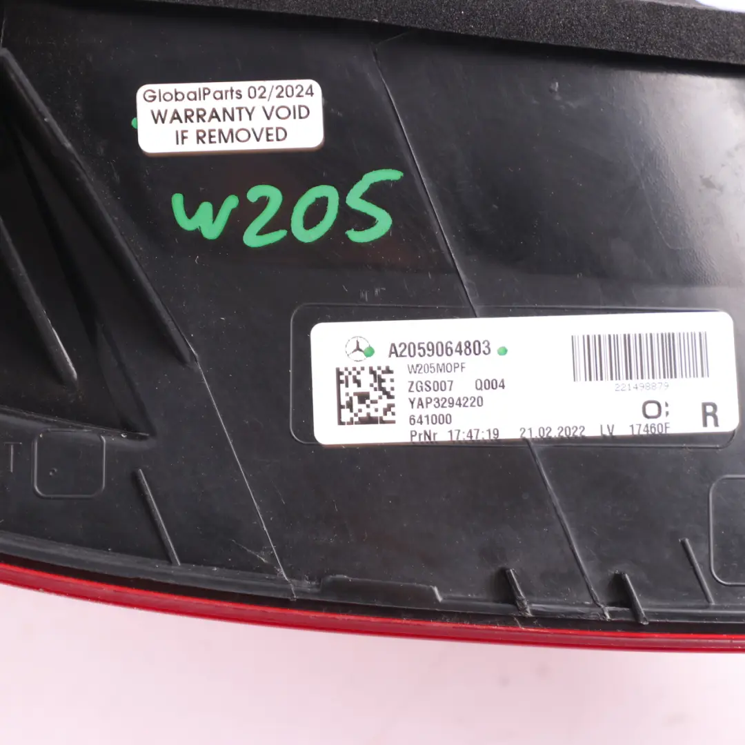 Lamp LED Side Panel Right O/S Tail Light to Mercedes W205 Saloon Rear with Part number A2059064803 Mercedes W205 Saloon Rear Lamp LED Side Panel Right O/S Tail Light - SKU A2059064803 - Part number A2059064803