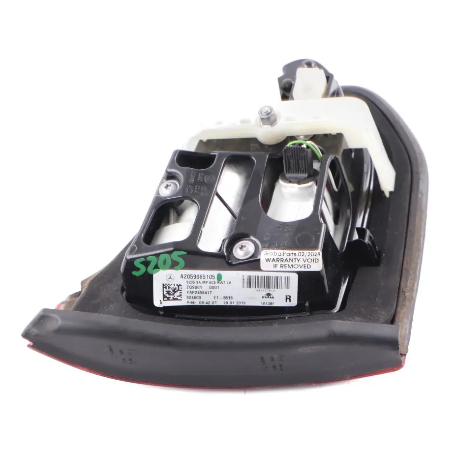 Lamp Inner Light Trunk Tailgate Right O/S to Mercedes S205 Estate Rear with Part number A2059065105 Mercedes S205 Estate Rear Lamp Inner Light Trunk Tailgate Right O/S - SKU A2059065105 - Part number A2059065105