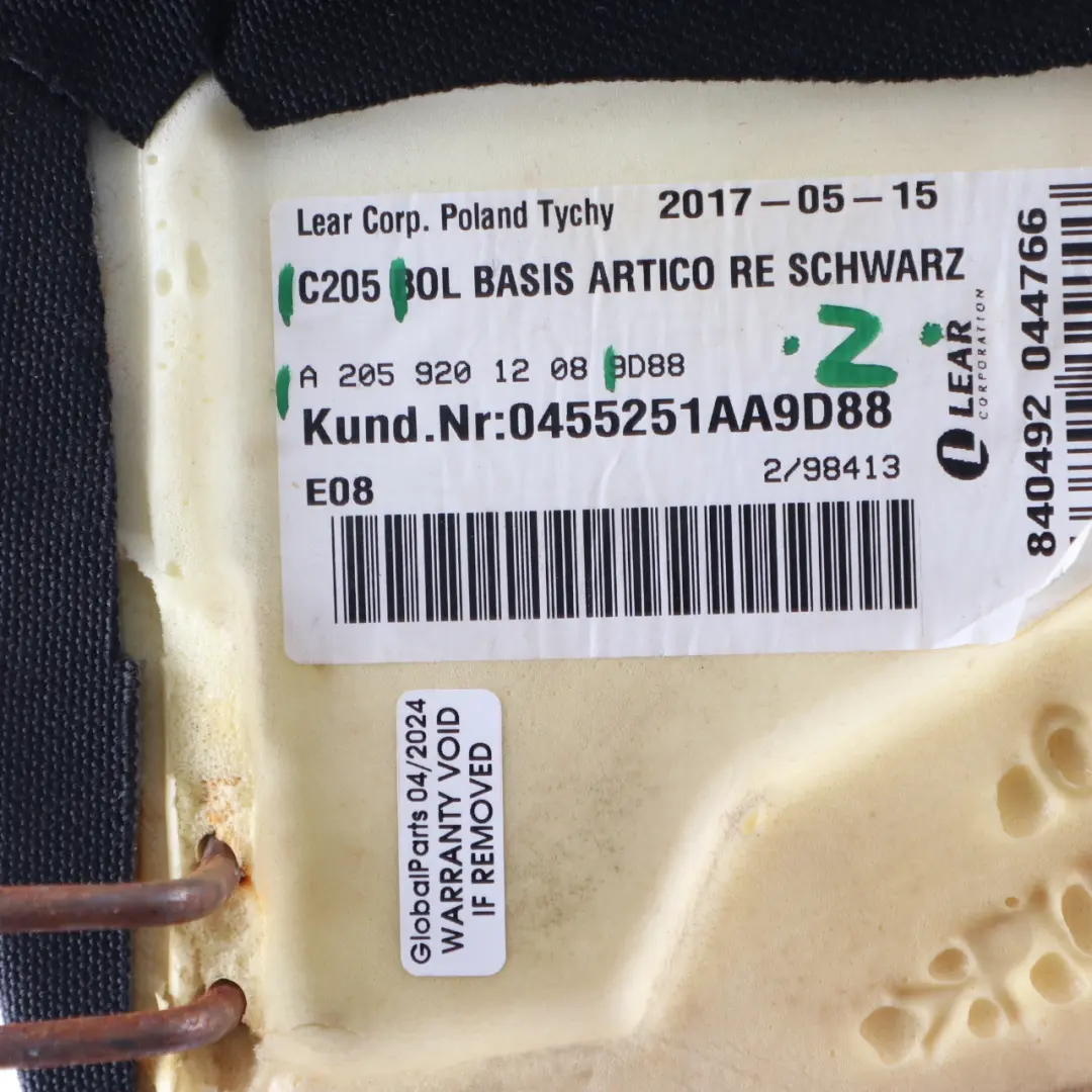 Mercedes C205 Seitenverkleidung Rücksitz Rechts Abdeckung Finisher Schwarz Leder - SKU A2059201208 - Teilenummer A2059201208