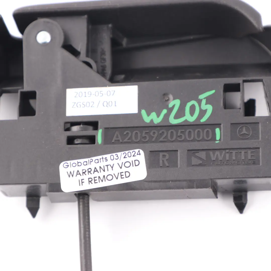 Maniglia di sblocco Mercedes W205 schienale pieghevole blocco destra per con numero di parte A2059205000 Maniglia di sblocco Mercedes W205 schienale pieghevole blocco destra - SKU A2059205000 - Numero di parte A2059205000