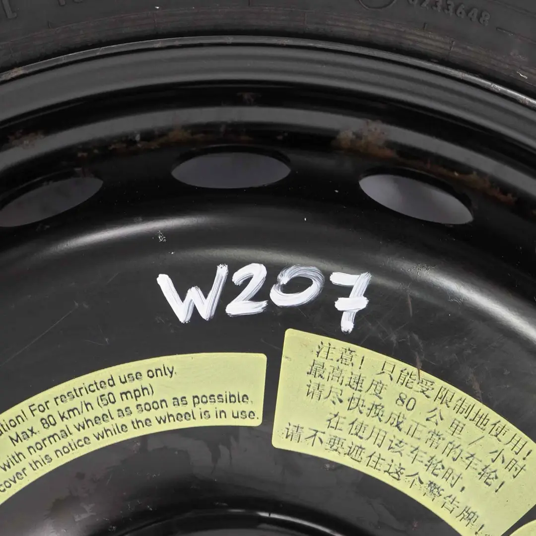 W207 Rueda repuesto Acero Neumático R17 3.5J 135/80 para Mercedes W204 con número de pieza A2074000102 Mercedes W204 W207 Rueda repuesto Acero Neumático R17 3.5J 135/80 - SKU A2074000102 - Número de pieza A2074000102