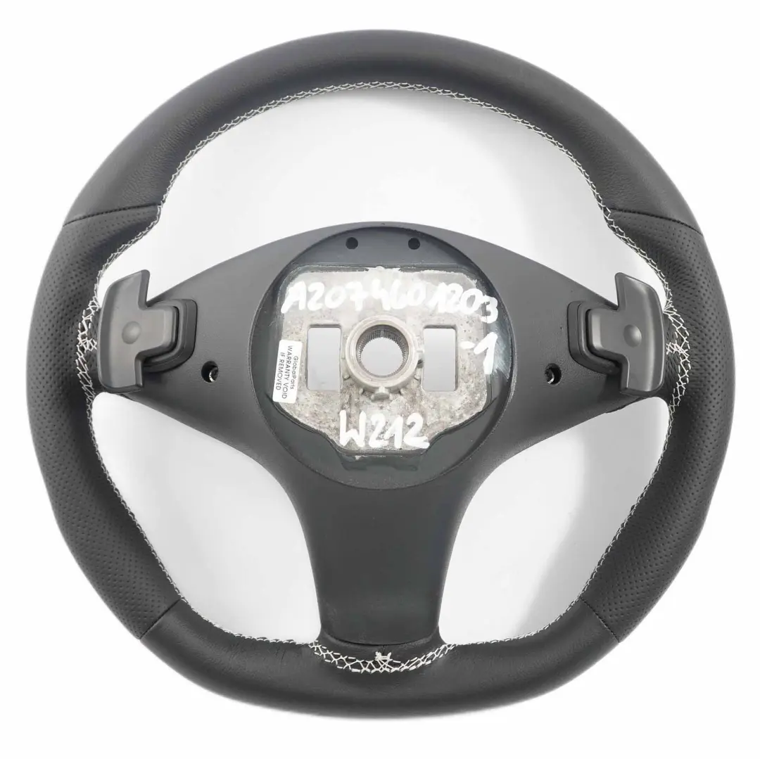  Steering Wheel Mercedes W212 NEW Black Leather with White Threads Paddle Shift - SKU A2074601203-1 - Part number A2074601203
