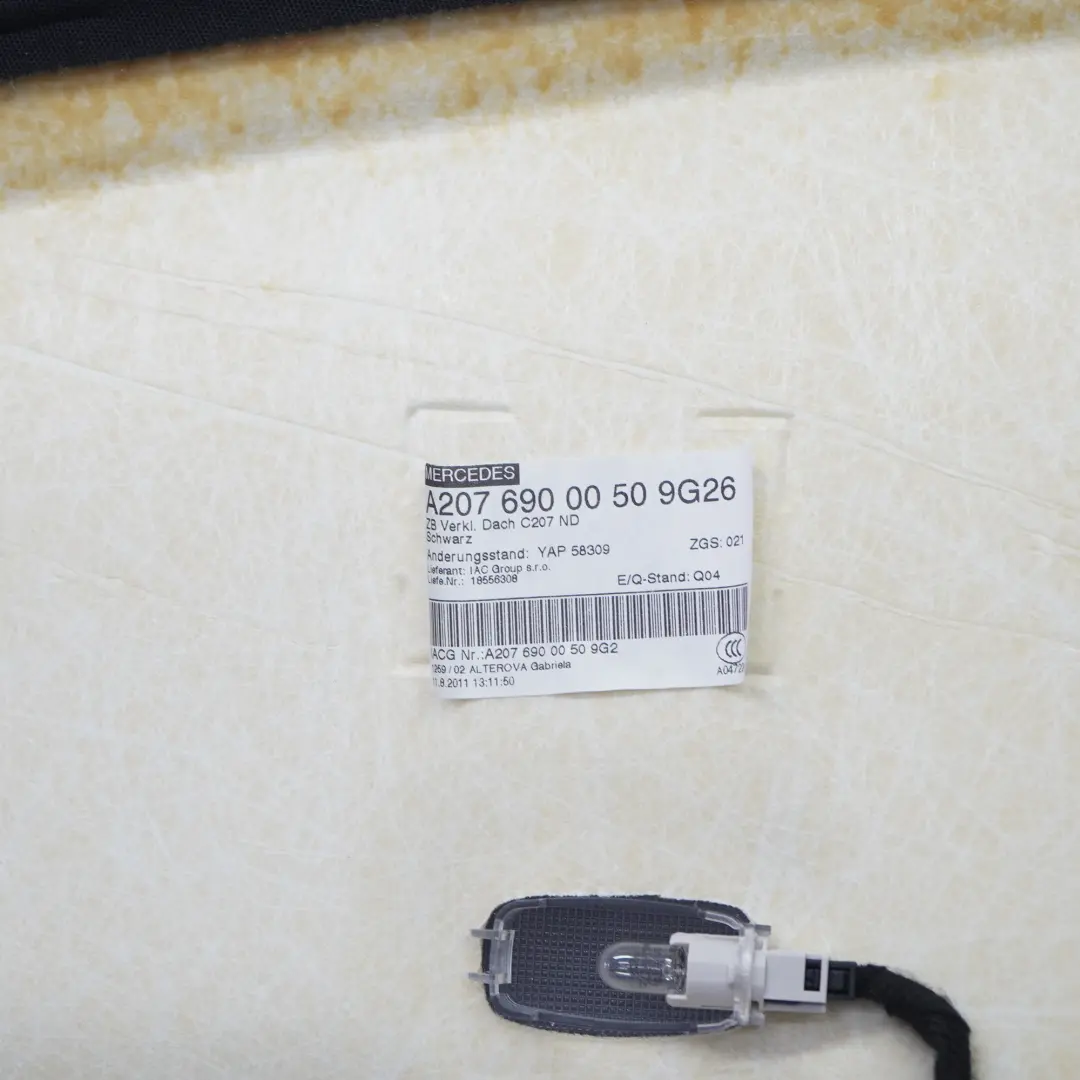 Roof Headlining Mercedes C207 Coupe Headliner Lining Black Trim Cover Panel to with Part number A2076904100 Roof Headlining Mercedes C207 Coupe Headliner Lining Black Trim Cover Panel - SKU A2076904100 - Part number A2076904100