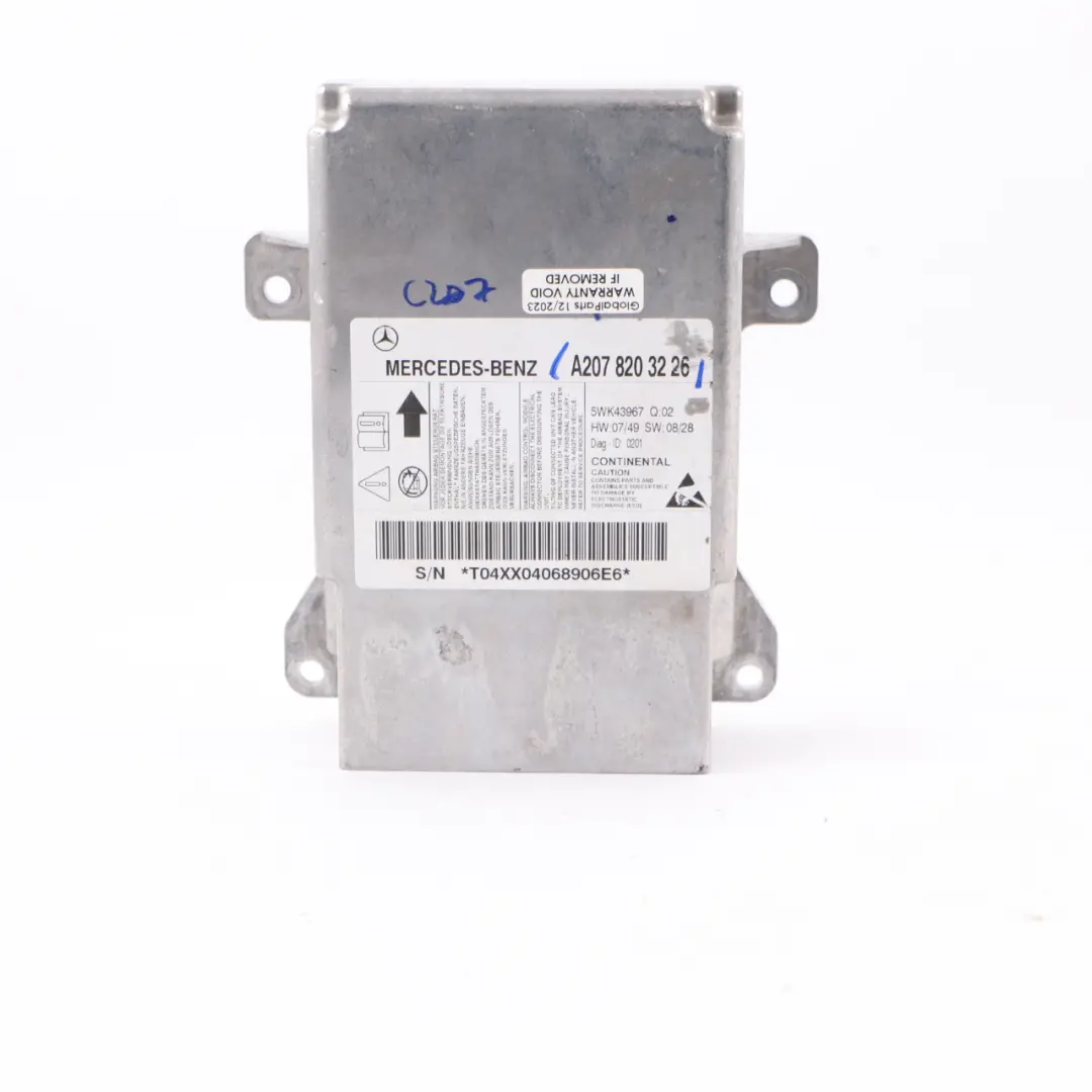 Airbag Module Mercedes W207 C207 Coupe Air Bag SRS Control Unit ECU to with Part number A2078203226 Airbag Module Mercedes W207 C207 Coupe Air Bag SRS Control Unit ECU - SKU A2078203226 - Part number A2078203226