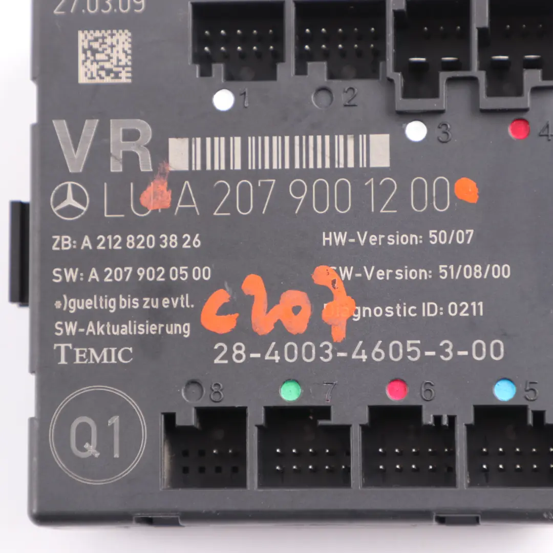 W207 Module de porte avant droit Unité de contrôle ECU pour Mercedes C207 à propos du numéro de pièce A2079001200 Mercedes C207 W207 Module de porte avant droit Unité de contrôle ECU - SKU A2079001200 - Numéro de pièce A2079001200