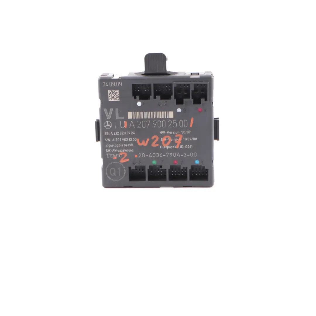 W207 Door Module Front Left N/S Control Unit ECU to Mercedes with Part number A2079002500 Mercedes W207 Door Module Front Left N/S Control Unit ECU - SKU A2079002500 - Part number A2079002500