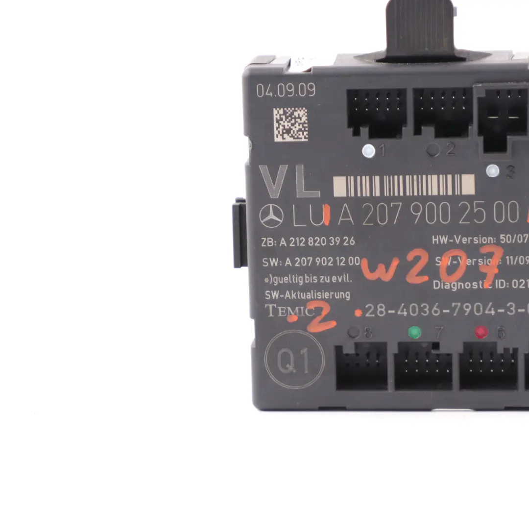W207 Door Module Front Left N/S Control Unit ECU to Mercedes with Part number A2079002500 Mercedes W207 Door Module Front Left N/S Control Unit ECU - SKU A2079002500 - Part number A2079002500