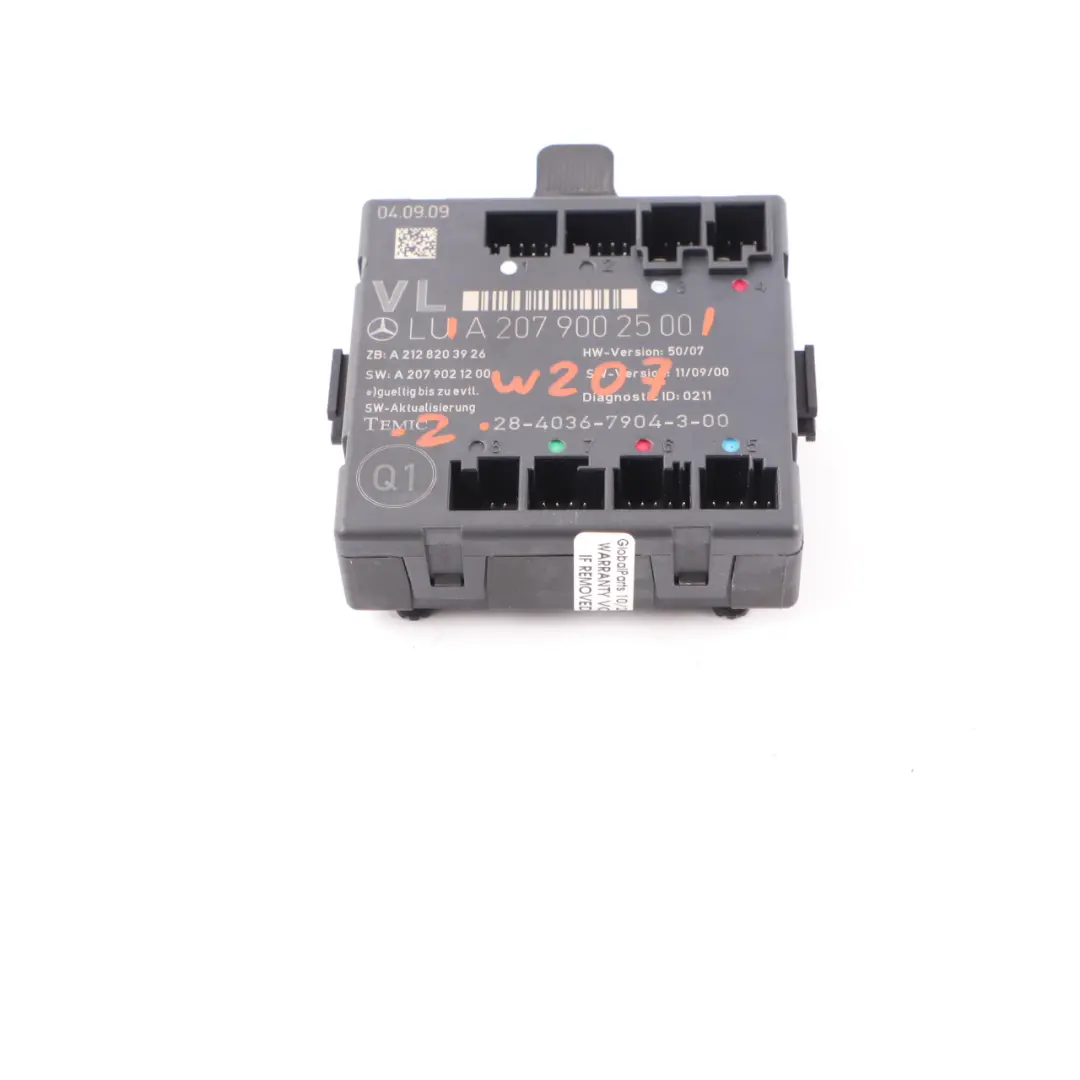 W207 Door Module Front Left N/S Control Unit ECU to Mercedes with Part number A2079002500 Mercedes W207 Door Module Front Left N/S Control Unit ECU - SKU A2079002500 - Part number A2079002500