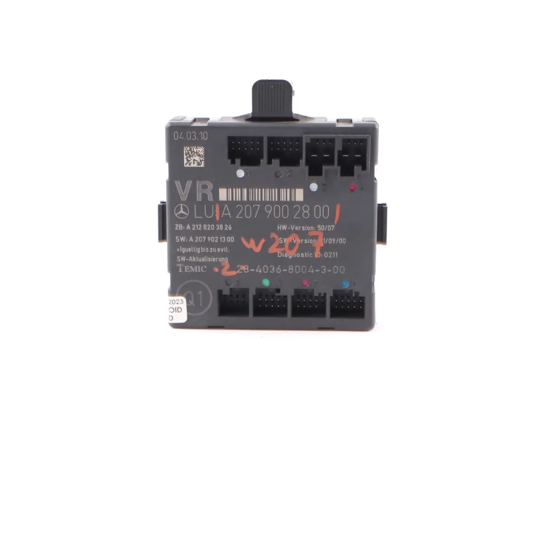 W207 Convertible Módulo Puerta Delantera Derecha Control para Mercedes con número de pieza A2079002800 Mercedes W207 Convertible Módulo Puerta Delantera Derecha Control - SKU A2079002800 - Número de pieza A2079002800