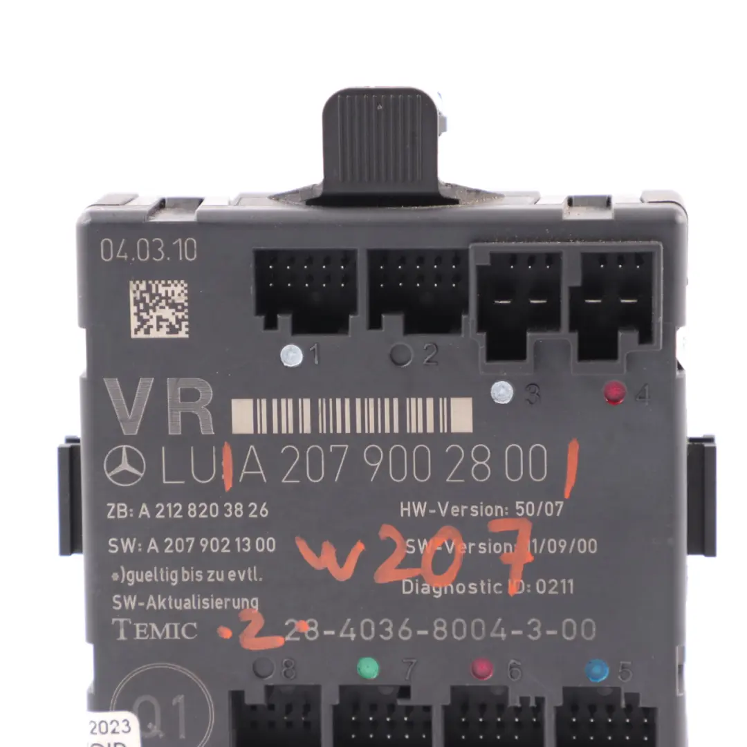 W207 Convertible Door Module Front Right O/S Control Unit to Mercedes with Part number A2079002800 Mercedes W207 Convertible Door Module Front Right O/S Control Unit - SKU A2079002800 - Part number A2079002800