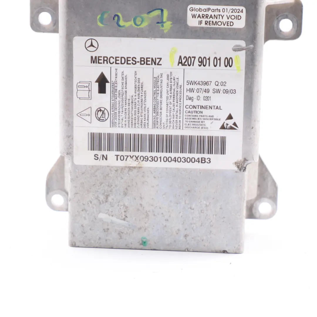 Module Mercedes W207 C207 Coupe Control Unit ECU 5WK43967 to Air with Part number A2079010100 Air Module Mercedes W207 C207 Coupe Control Unit ECU 5WK43967 - SKU A2079010100 - Part number A2079010100