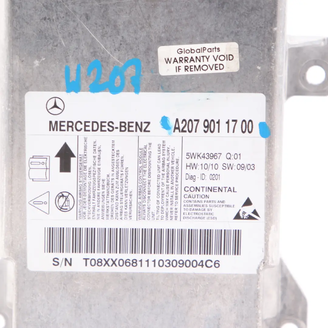 W207 Luft Modul SRS Steuergerät ECU für Mercedes W204 mit Teilenummer A2079011700 Mercedes W204 W207 Luft Modul SRS Steuergerät ECU - SKU A2079011700 - Teilenummer A2079011700