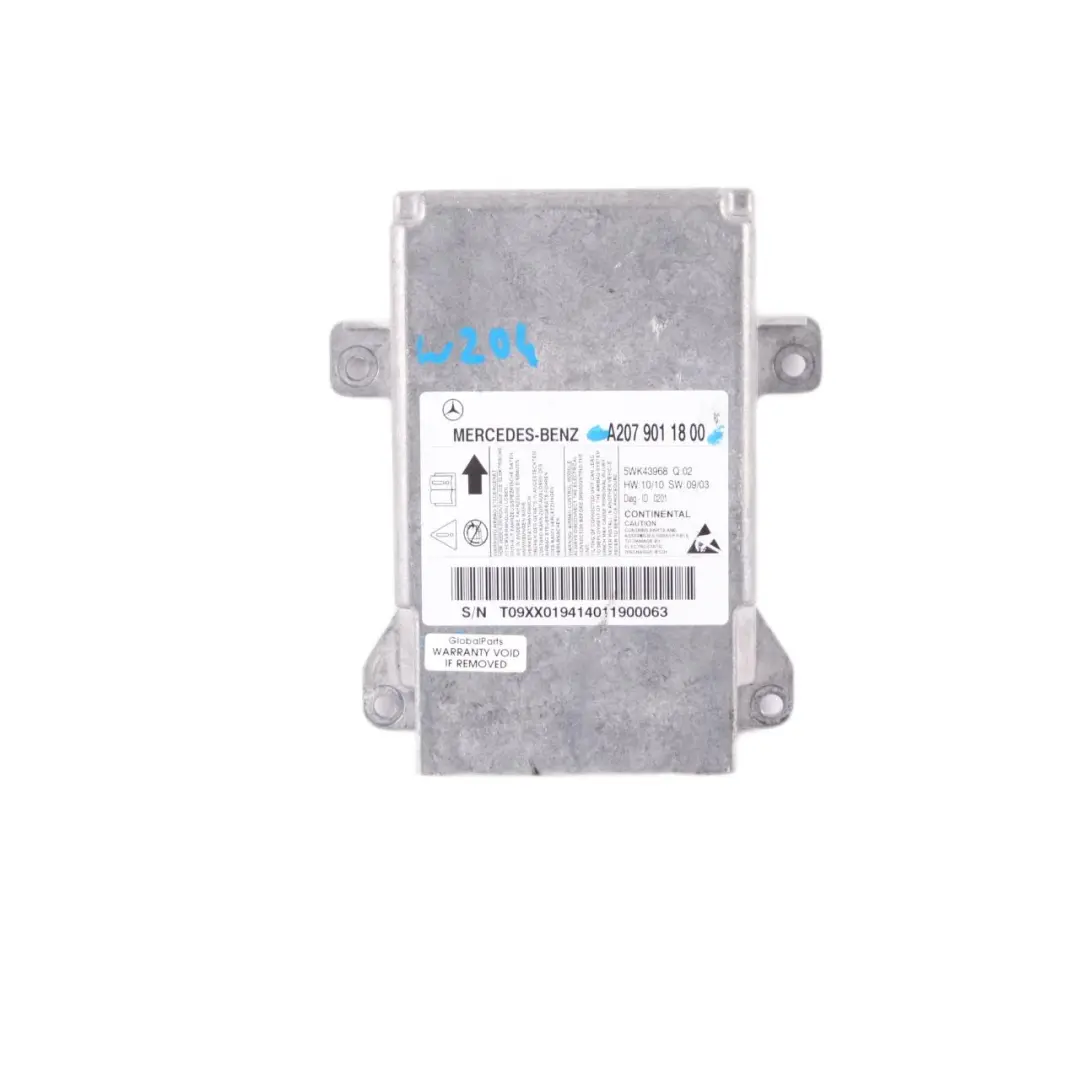 Mercedes W204 W207 Steuergerät ECU Sensor Modul Air SRS Bag - SKU A2079011800 - Teilenummer A2079011800