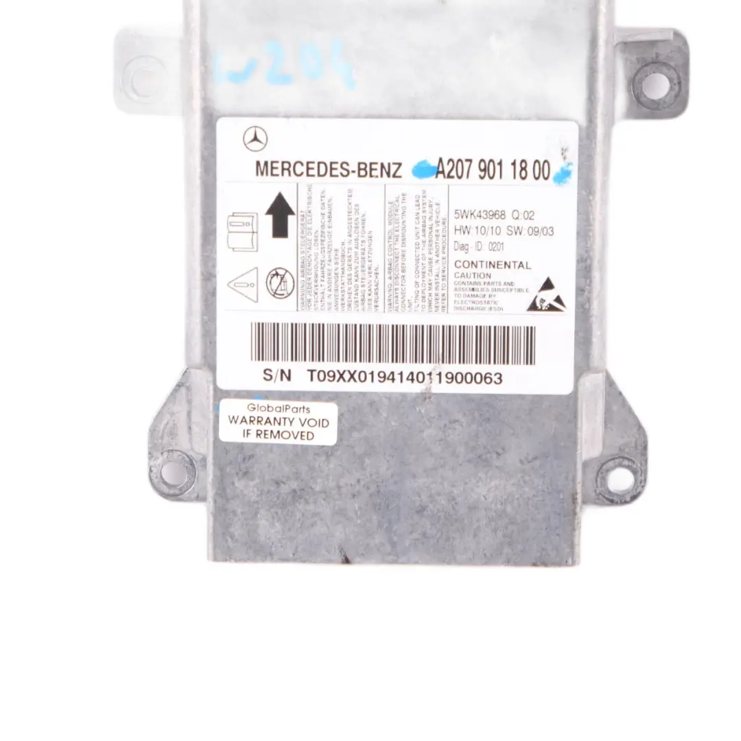 Mercedes W204 W207 Steuergerät ECU Sensor Modul Air SRS Bag - SKU A2079011800 - Teilenummer A2079011800
