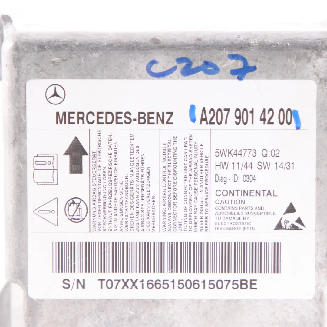 Airbag Module Mercedes W207 C207 Coupe Air Bag SRS Control Unit ECU to with Part number A2079014200 Airbag Module Mercedes W207 C207 Coupe Air Bag SRS Control Unit ECU - SKU A2079014200 - Part number A2079014200