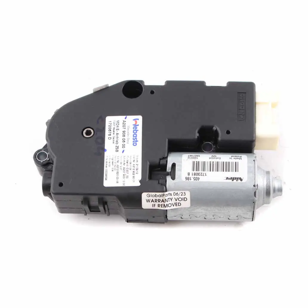 Sunroof Drive Mercedes W204 W207 Coupe Sun Roof Motor Actuator Unit to with Part number A2079060600 Sunroof Drive Mercedes W204 W207 Coupe Sun Roof Motor Actuator Unit - SKU A2079060600 - Part number A2079060600