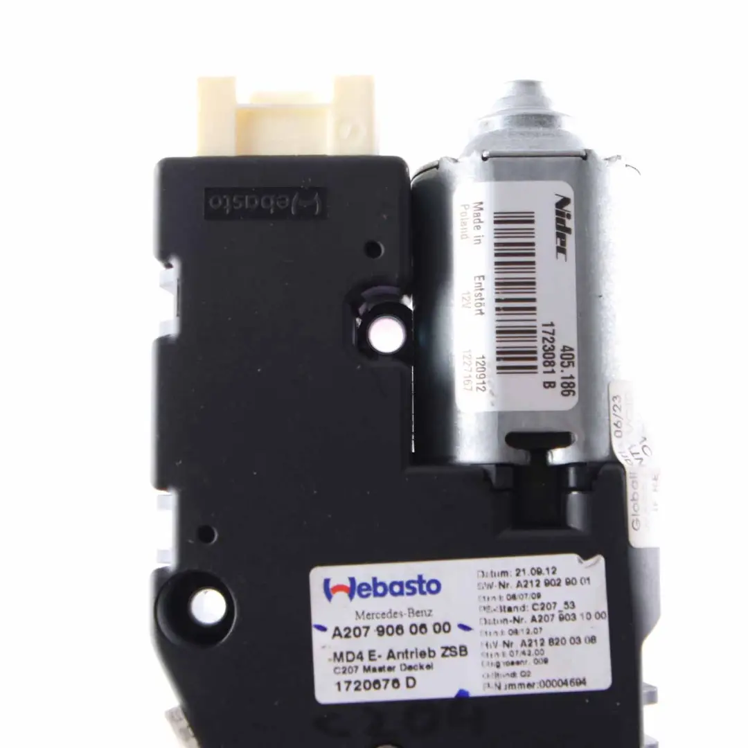 Sunroof Drive Mercedes W204 W207 Coupe Sun Roof Motor Actuator Unit to with Part number A2079060600 Sunroof Drive Mercedes W204 W207 Coupe Sun Roof Motor Actuator Unit - SKU A2079060600 - Part number A2079060600