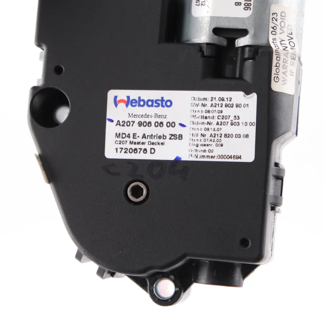 Sunroof Drive Mercedes W204 W207 Coupe Sun Roof Motor Actuator Unit to with Part number A2079060600 Sunroof Drive Mercedes W204 W207 Coupe Sun Roof Motor Actuator Unit - SKU A2079060600 - Part number A2079060600
