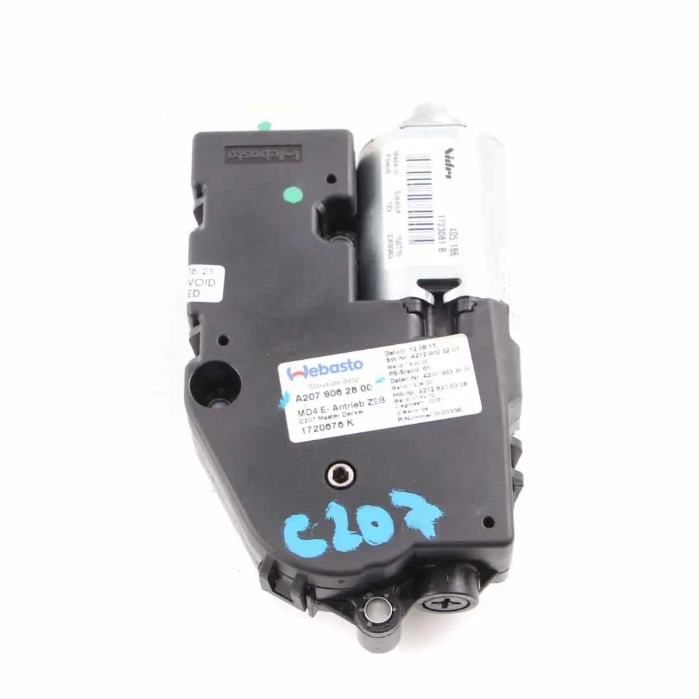 Sunroof Drive Mercedes W207 C207 Sun Roof Motor Actuator Unit to with Part number A2079062800 Sunroof Drive Mercedes W207 C207 Sun Roof Motor Actuator Unit - SKU A2079062800 - Part number A2079062800