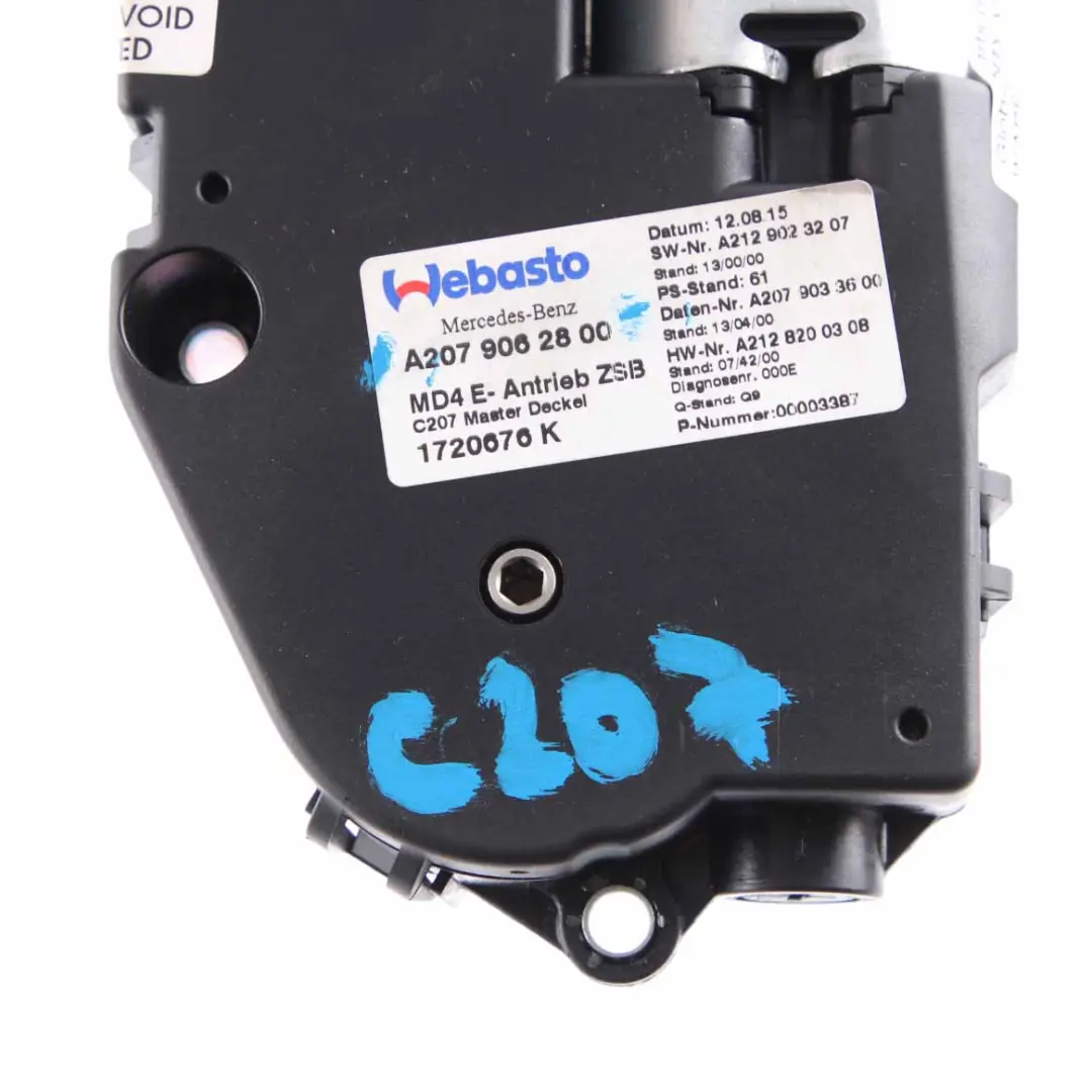  Sunroof Drive Mercedes W207 C207 Sun Roof Motor Actuator Unit - SKU A2079062800 - Part number A2079062800