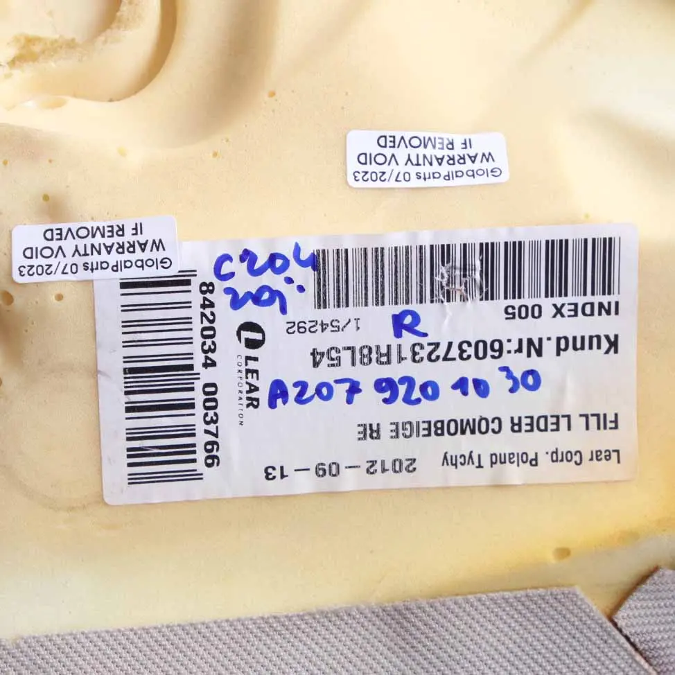 Schienale Pannello Sedile Posteriore Destro Panno Pelle Beige per Mercedes C204 con numero di parte A2079201030 Mercedes C204 Schienale Pannello Sedile Posteriore Destro Panno Pelle Beige - SKU A2079201030 - Numero di parte A2079201030