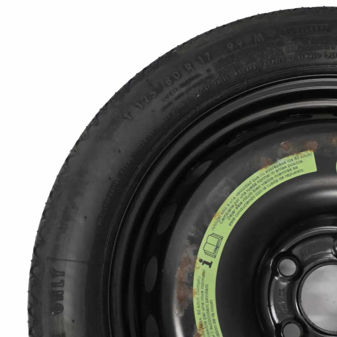 Ersatzrad Stahlreifen R17 7J ET:37 125/80 für Mercedes W203 C209 mit Teilenummer A2094000302 Mercedes W203 C209 Ersatzrad Stahlreifen R17 7J ET:37 125/80 - SKU A2094000302-1 - Teilenummer A2094000302