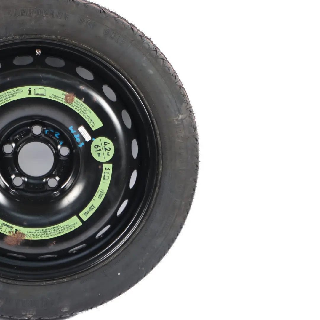 Ruota Scorta Pneumatico R17 3.5J ET:17 125/80 per Mercedes W203 C209 con numero di parte A2094000302 Mercedes W203 C209 Ruota Scorta Pneumatico R17 3.5J ET:17 125/80 - SKU A2094000302-2 - Numero di parte A2094000302