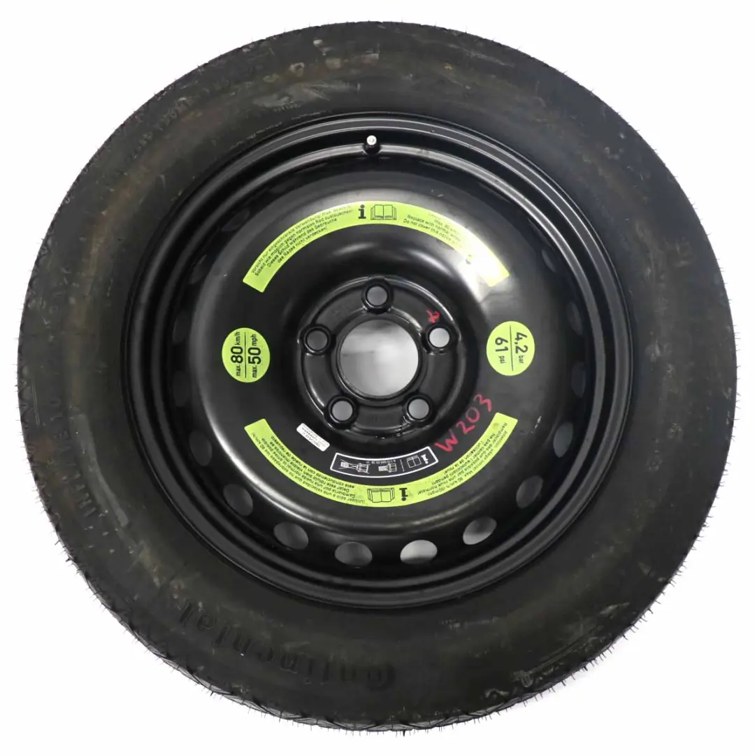 Spare Wheel Mercedes W203 C209 Compact Wheel Steel R16 Tyre 125/90 A2094000402 to with Part number A1694000802 Spare Wheel Mercedes W203 C209 Compact Wheel Steel R16 Tyre 125/90 A2094000402 - SKU A2094000402-2 - Part number A1694000802